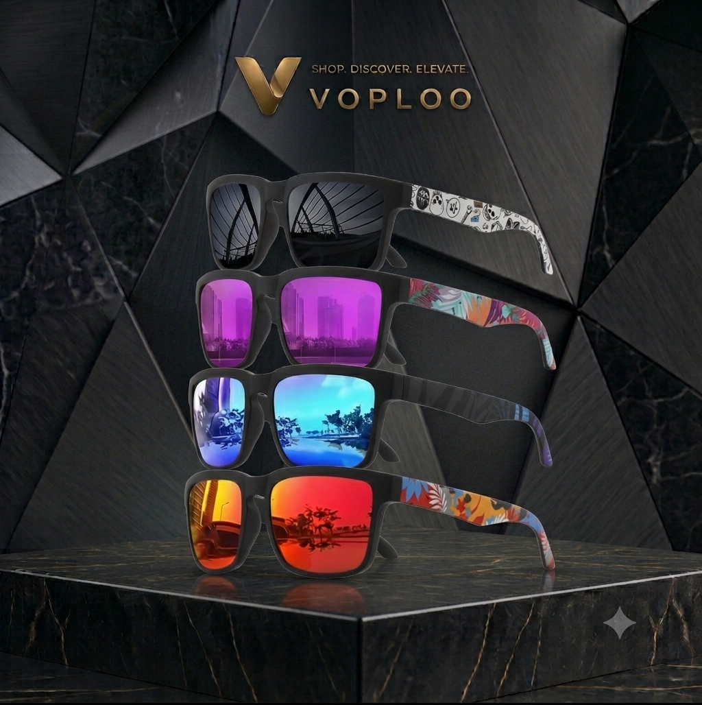 Set de 4 Gafas de Sol Cuadradas "V-Sport Luxury" – Protección UV400 y Diseño Geométrico | VOPLOO