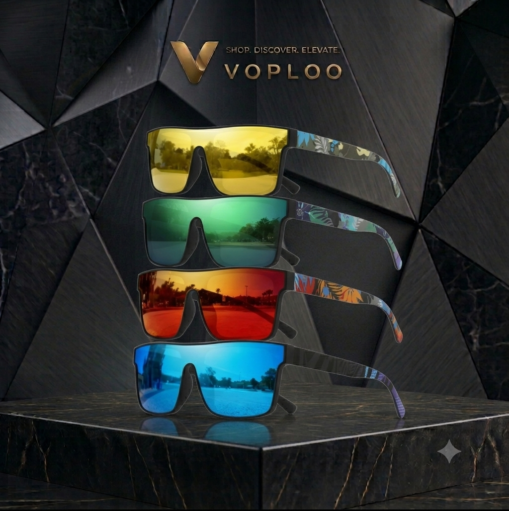 Pack de 4 Gafas de Sol Cuadradas "V-Classic Sport" – Patillas Estampadas y Protección UV400 | VOPLOO