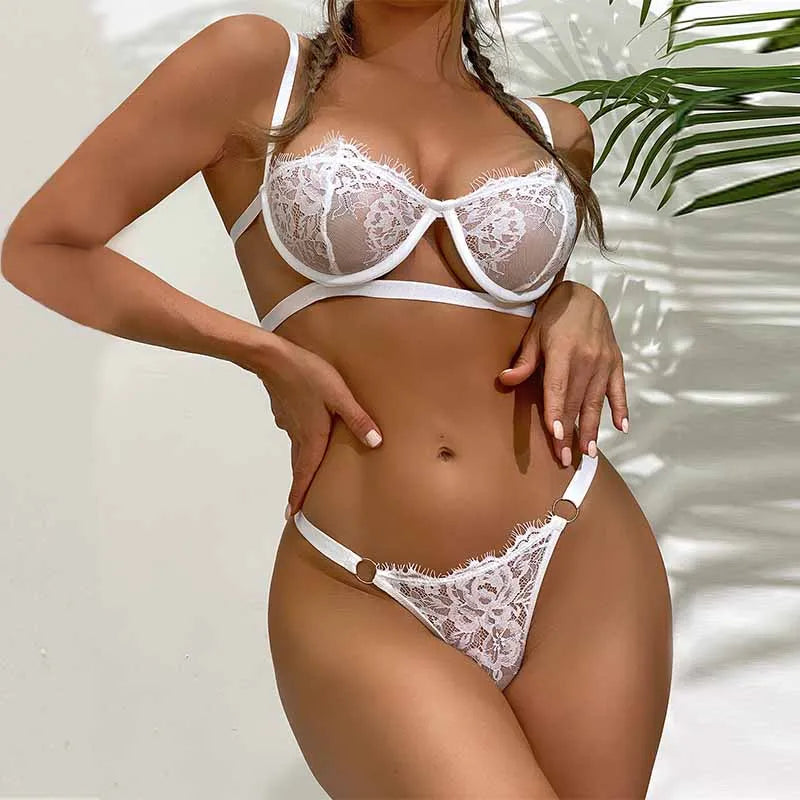 Conjunto de Lencería "Floral Tentación" – Encaje Ultra-Fino con Aros - VOPLOO