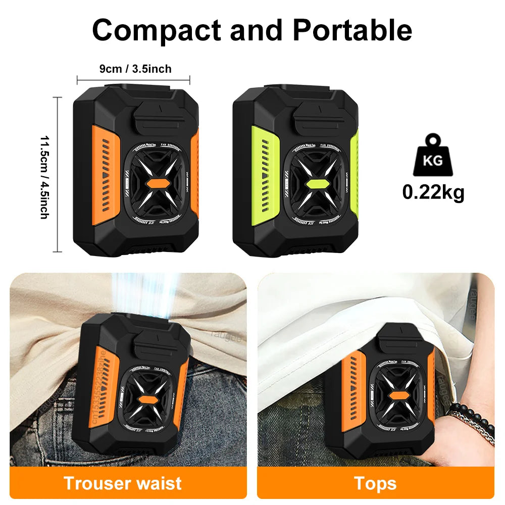 Voploo Titan-Clip: Ventilador de Cintura 3 en 1 con Batería de 5000mAh y Linterna de Emergencia 🔦💨
