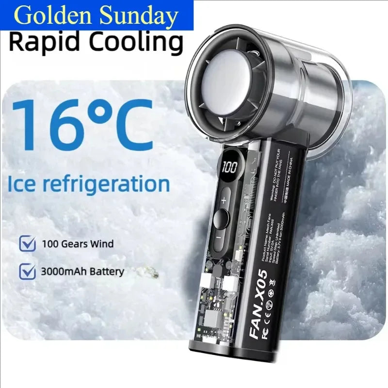 Voploo Ice-Tech: Ventilador de Mano con Refrigeración por Semiconductores y 100 Velocidades ❄️⚡
