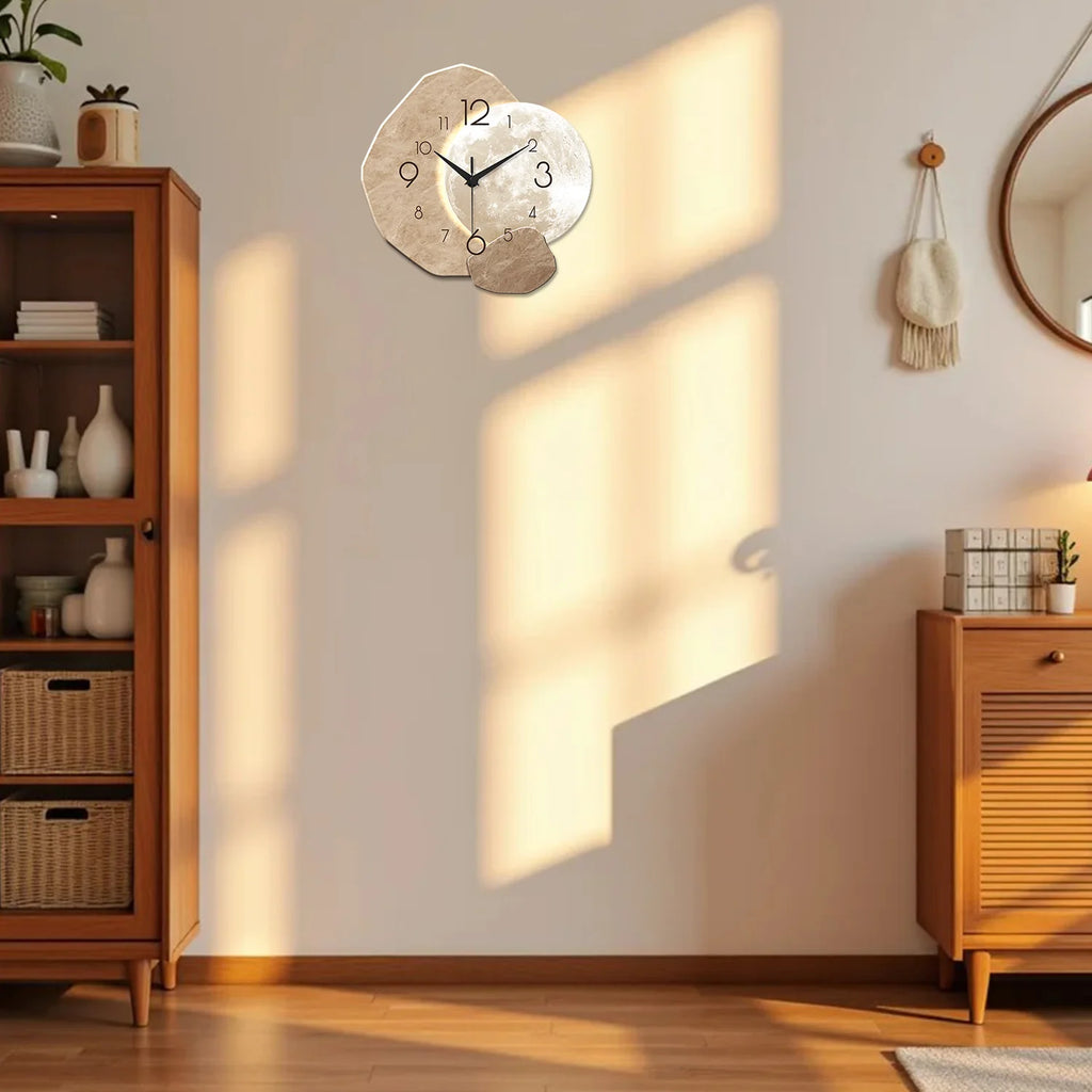 Reloj de Pared Moderno y Silencioso con Diseño de Luna ✨