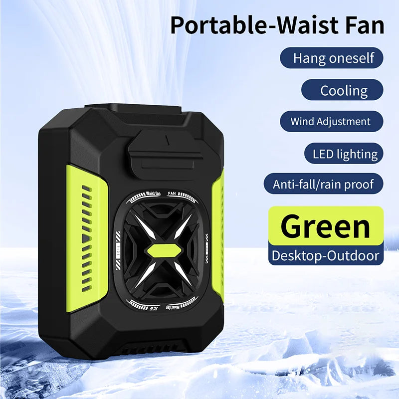 Voploo Titan-Clip: Ventilador de Cintura 3 en 1 con Batería de 5000mAh y Linterna de Emergencia 🔦💨