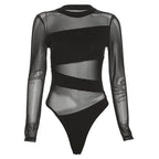 Bodysuit "Eclipse Mesh" – Diseño Asimétrico con Detalles Cut-Out |- VOPLOO