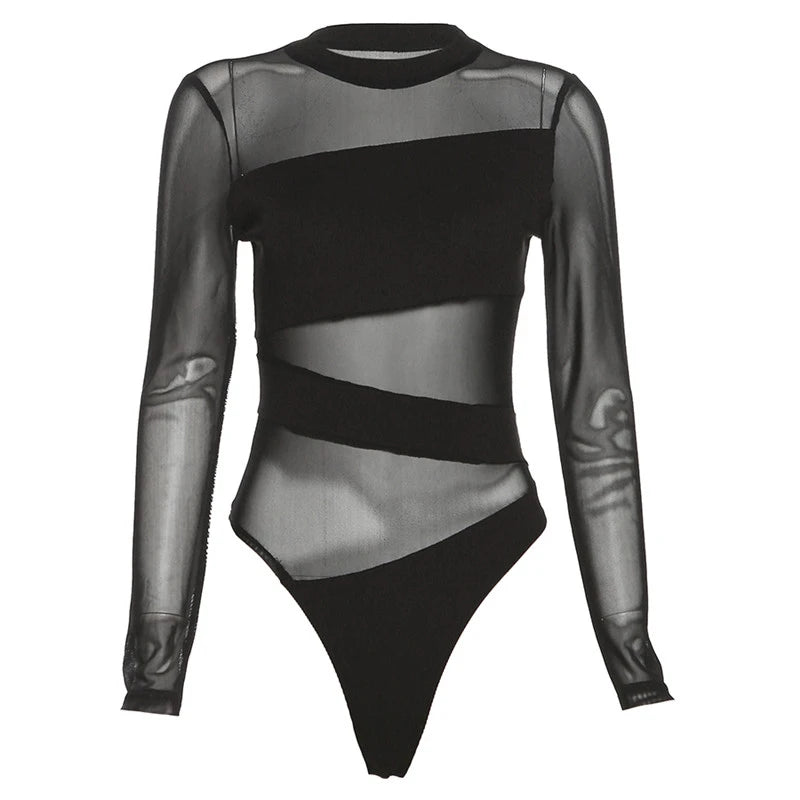 Bodysuit "Eclipse Mesh" – Diseño Asimétrico con Detalles Cut-Out |- VOPLOO
