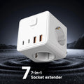 Regleta de Alimentación Cuadrada 7 en 1: 3 Tomas AC + 4 Puertos de Carga (USB/Type-C)