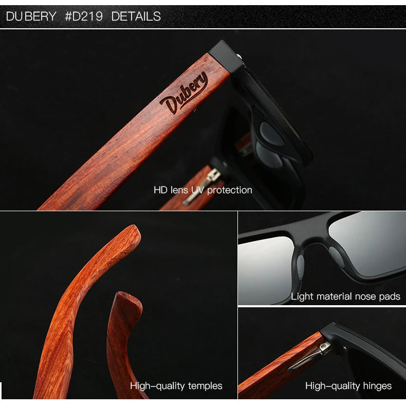 Dubery Wood-Tech: Gafas de Sol Polarizadas con Acabado en Madera Natural 🕶️🌲