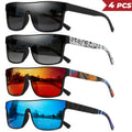 Pack de 4 Gafas de Sol Cuadradas "V-Classic Sport" – Patillas Estampadas y Protección UV400 | VOPLOO