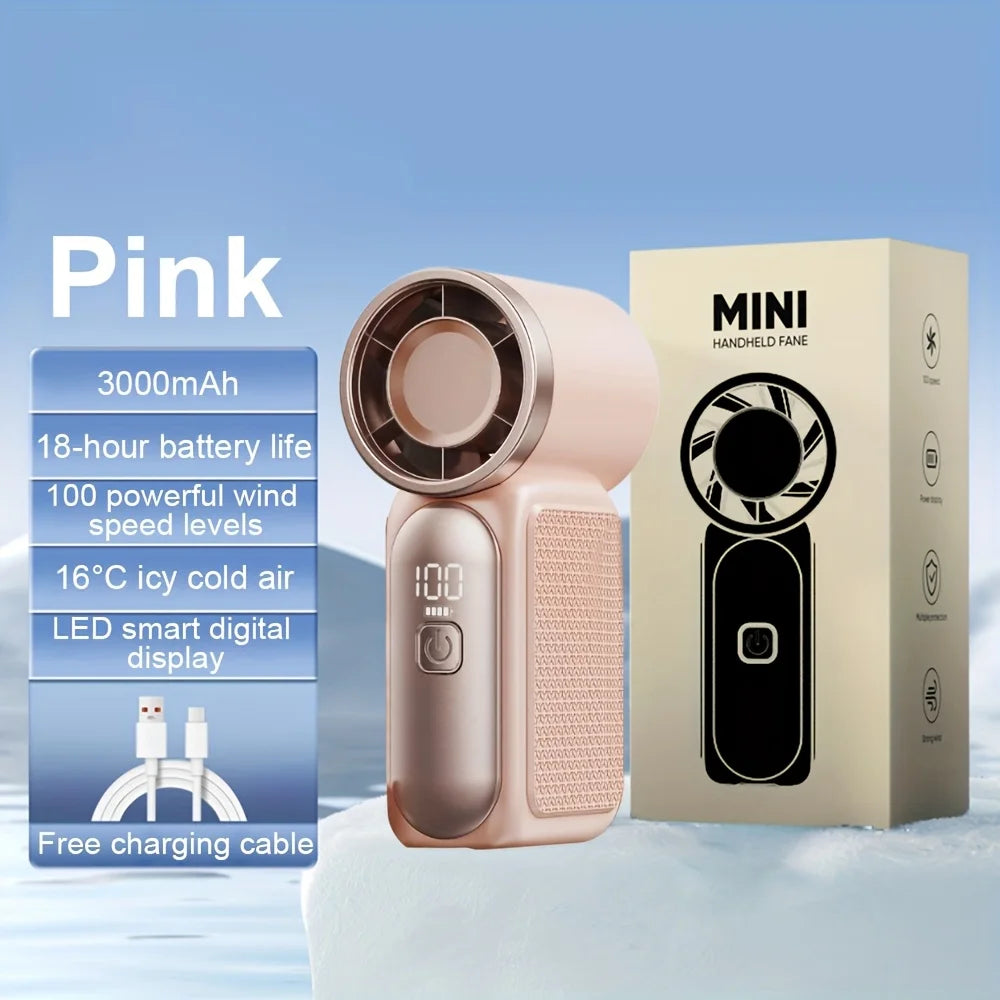 Voploo Turbo-Pocket: Ventilador de Mano Ultra-Compacto con Pantalla LED y 100 Velocidades 🌪️📱