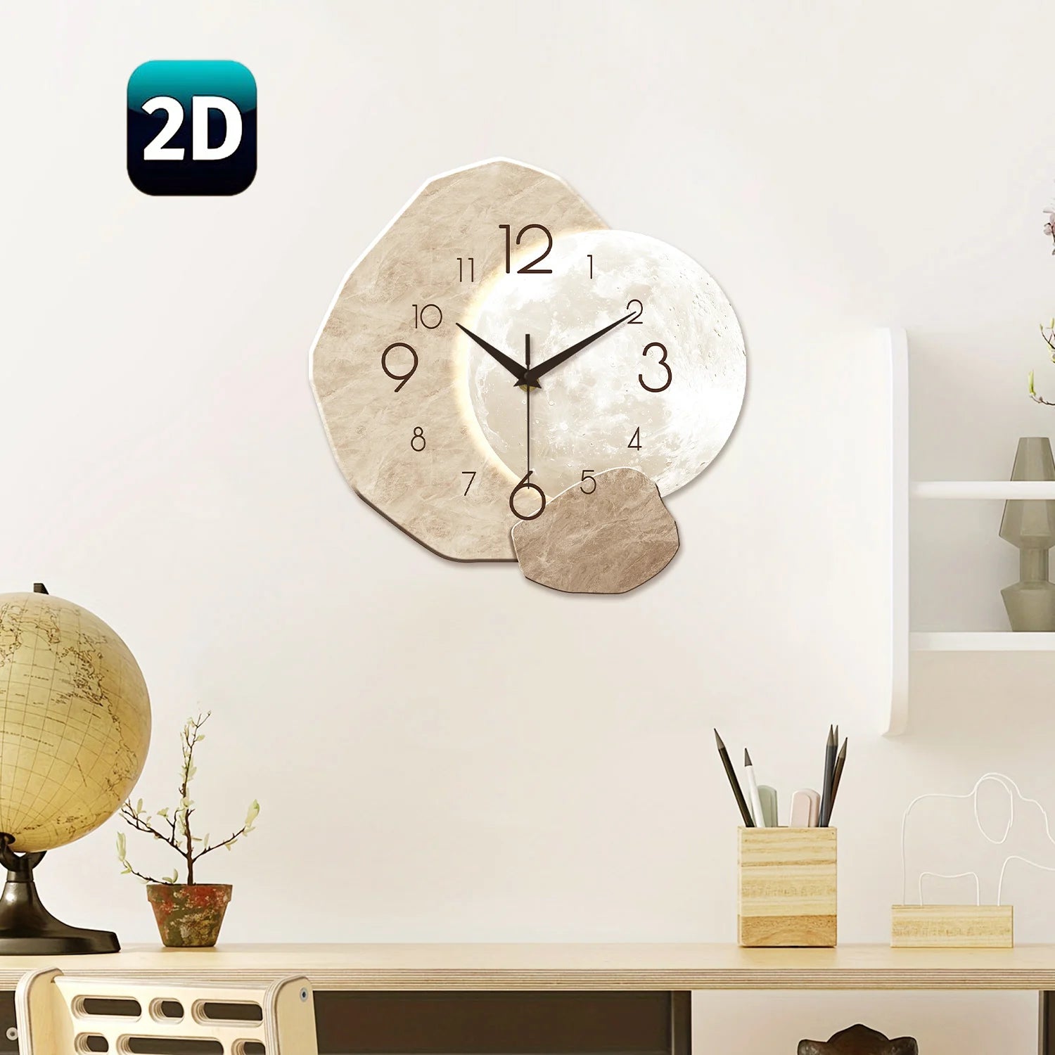 Reloj de Pared Moderno y Silencioso con Diseño de Luna ✨