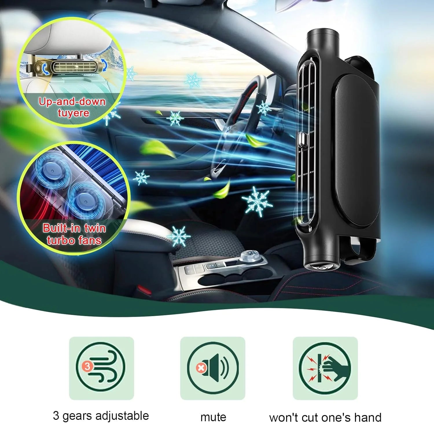 Voploo Auto-Cool: Ventilador de Asiento Dual-Turbina con Batería Recargable 🌬️🚗