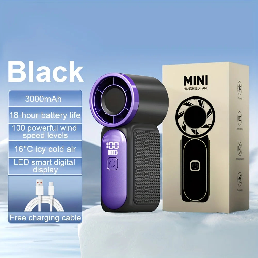 Voploo Turbo-Pocket: Ventilador de Mano Ultra-Compacto con Pantalla LED y 100 Velocidades 🌪️📱