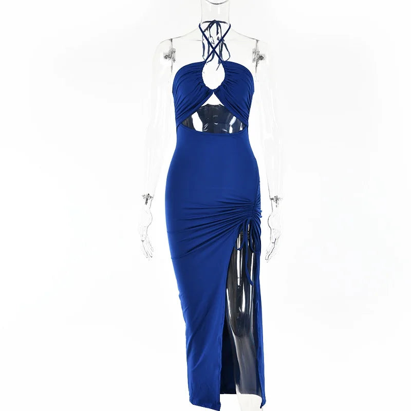 Vestido Midi de Noche con Espalda Descubierta - Voploo