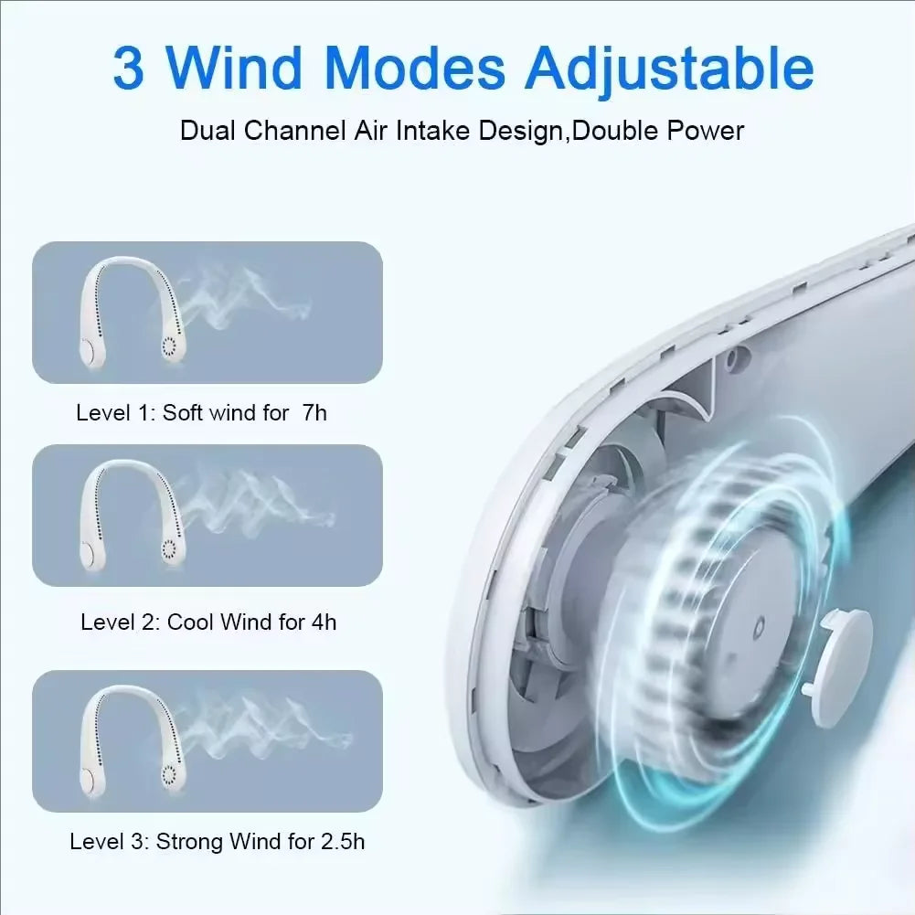 Voploo Ventilador de cuello manos libres, portátil, sin aspas, 3 velocidades 🌪️📱