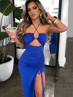 Vestido Midi de Noche con Espalda Descubierta - Voploo