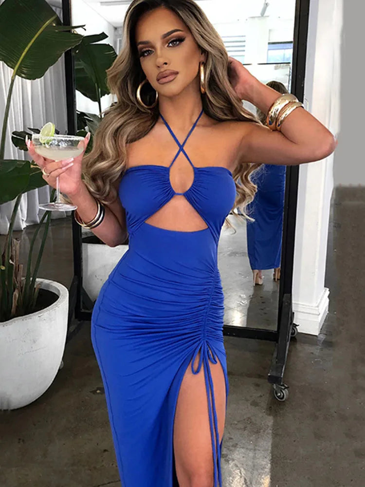 Vestido Midi de Noche con Espalda Descubierta - Voploo