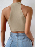 Top de Punto "Y2K Minimalist" – Cuello Alto y Silueta Ajustada - VOPLOO