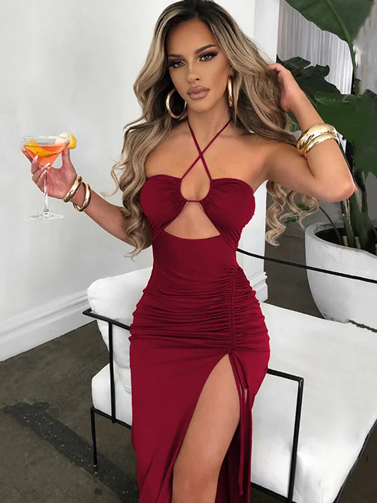Vestido Midi de Noche con Espalda Descubierta - Voploo