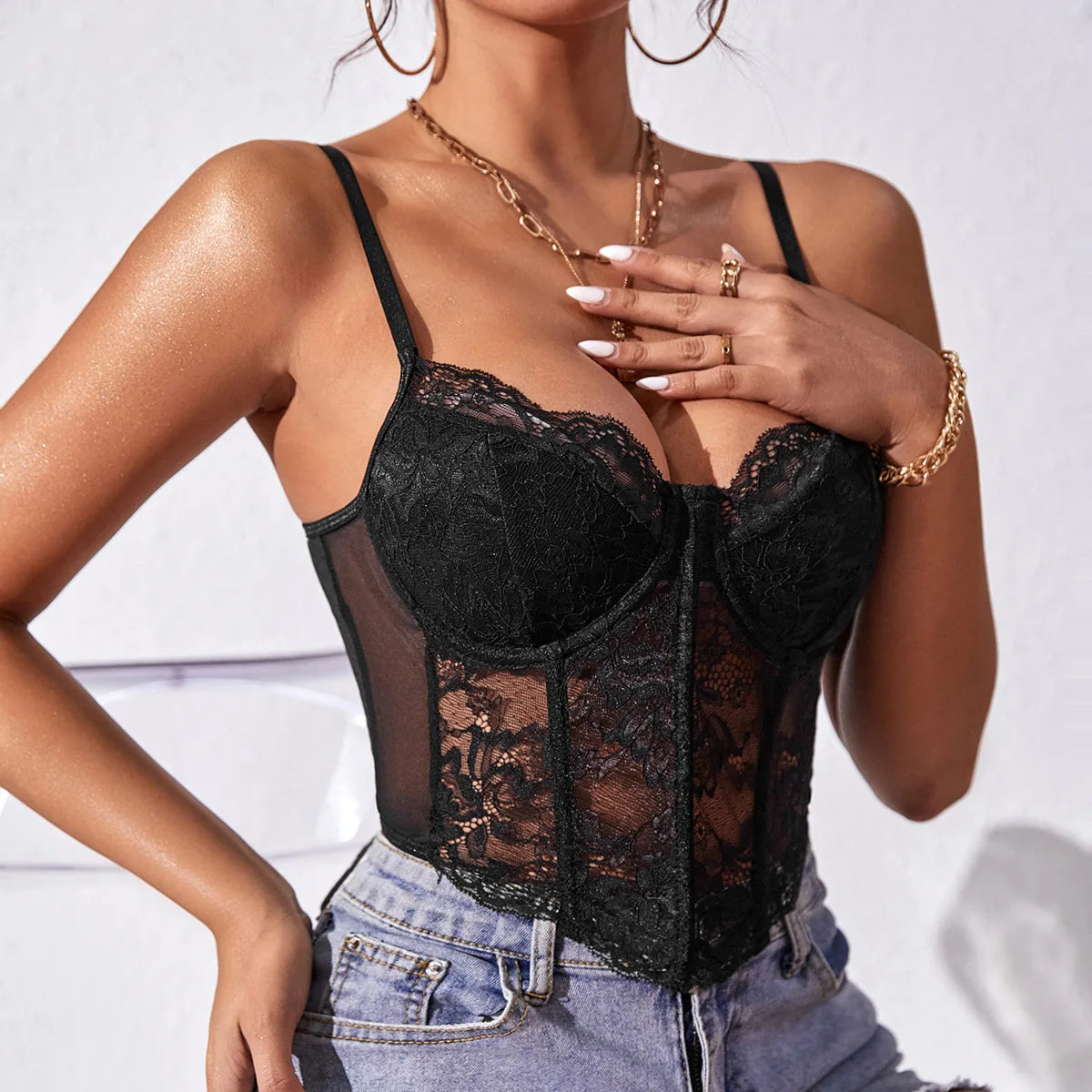 Corset de Encaje Estilo Francés con Varillas
