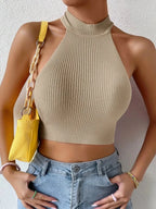 Top de Punto "Y2K Minimalist" – Cuello Alto y Silueta Ajustada - VOPLOO