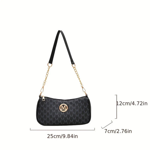 Bolso de Hombro Vintage "Letter-Print" con Cadena - Elegancia Urbana VOPLOO