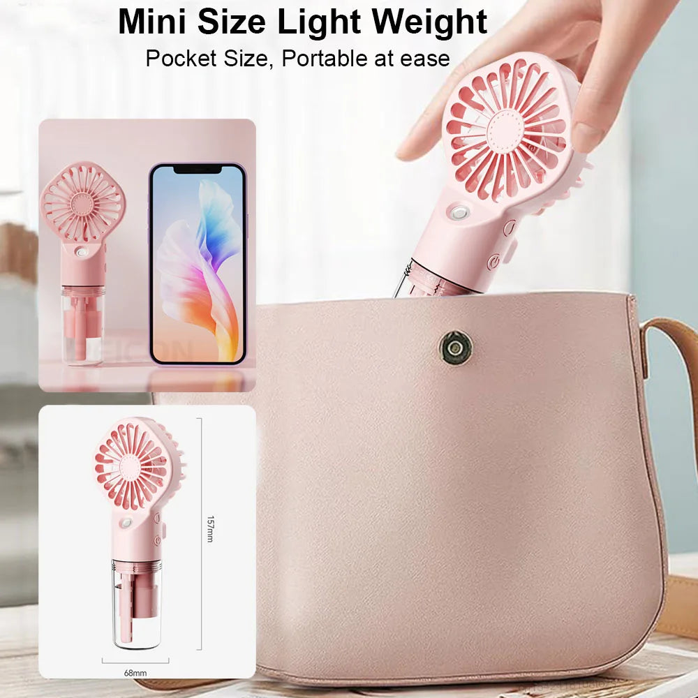 Voploo Mist-Tech: Ventilador de Mano con Nano-Nebulizador e Hidratación Dual 🌬️💦