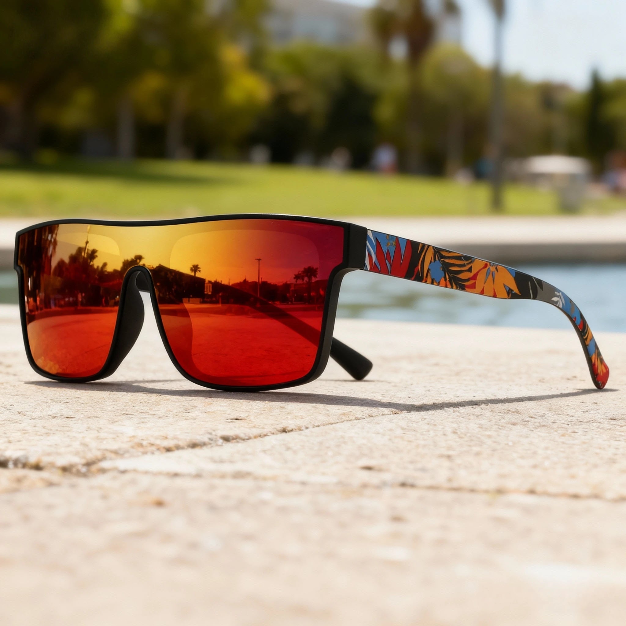 Pack de 4 Gafas de Sol Cuadradas "V-Classic Sport" – Patillas Estampadas y Protección UV400 | VOPLOO