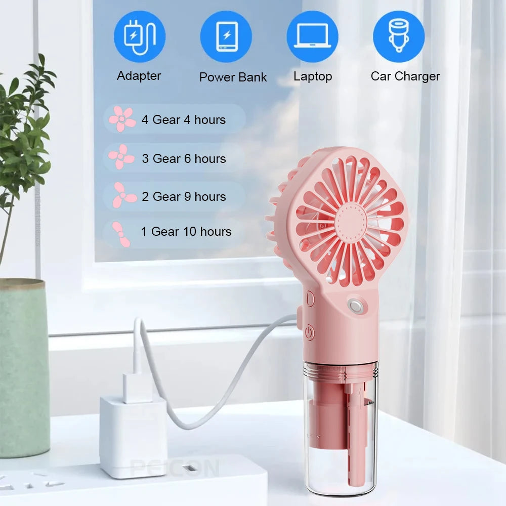 Voploo Mist-Tech: Ventilador de Mano con Nano-Nebulizador e Hidratación Dual 🌬️💦