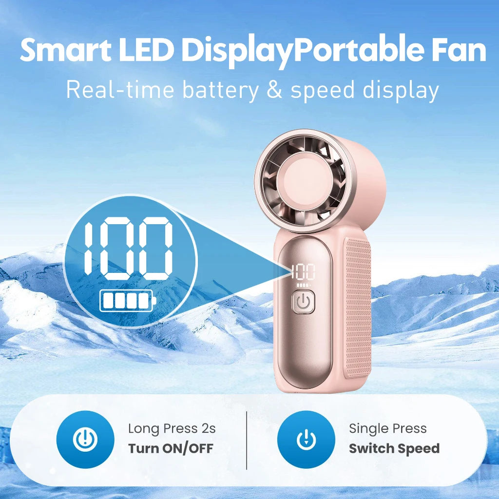 Voploo Turbo-Pocket: Ventilador de Mano Ultra-Compacto con Pantalla LED y 100 Velocidades 🌪️📱